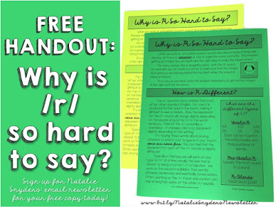 Why is the R Sound so Hard to Say?  FREE handout for SLPs from Natalie Snyders