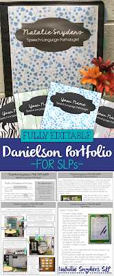 Fully editable and customizable Danielson evaluation portfolio for school SLPs