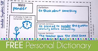 FREE personal dictionary printable to help expand vocabulary